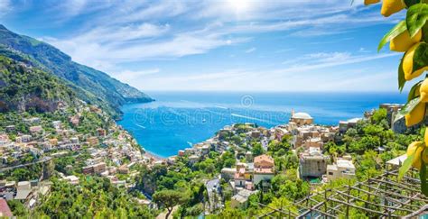 Panoramic Aerial View Of Beautiful Positano With Comfortable Beaches
