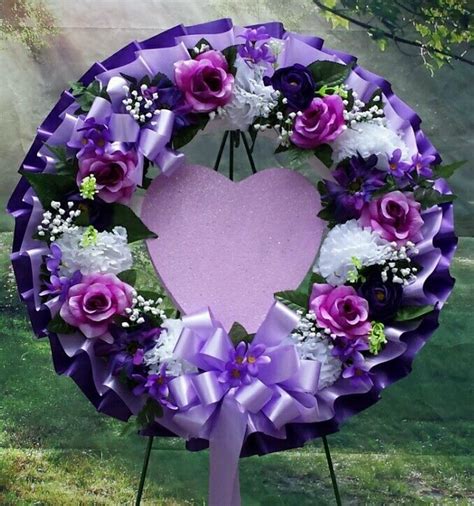 Artificial silk flowers australian native flower purple leucospermum flower fake. nice 18" Silk Wreath Purple Lavender Cemetery Funeral ...