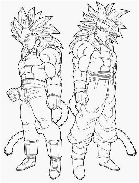 Dibujo De Goku Y Vegeta Fase 4 De Dragon Ball Gt Para Pintar Y Colorear