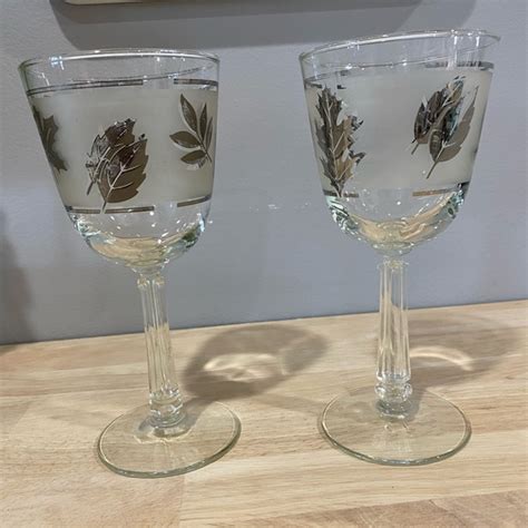 Dining Vintage Libbey Glass Silver Leaf Wine Glasses Poshmark