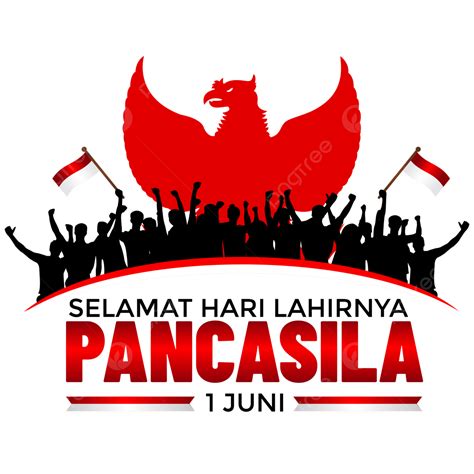 Selamat Hari Lahir Pancasila Con S Mbolo De Garuda Silueta De Personas