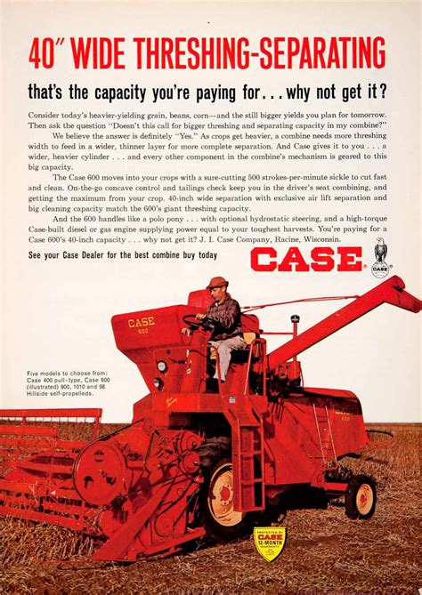 1965 Ad Case Combine Farming Equipment Machinery Agriculture Harvestin
