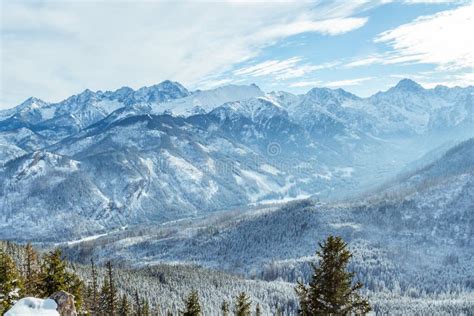 Beautiful Panorama Of The Snow Covered Mountain Range Stock Image