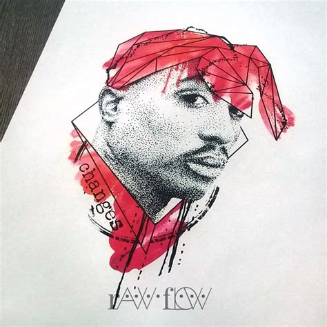 Dedicated to the memory of 2pac and the art of his tattoos. 2pac Tupac tattoo Changes watercolor dotwork geometric ...
