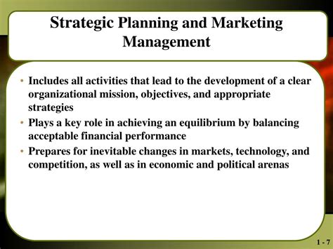 Ppt Strategic Planning And The Marketing Management Process