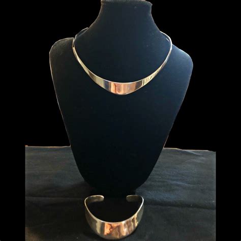 Sterling Silver Collar Necklace And Cuff Set Etsy