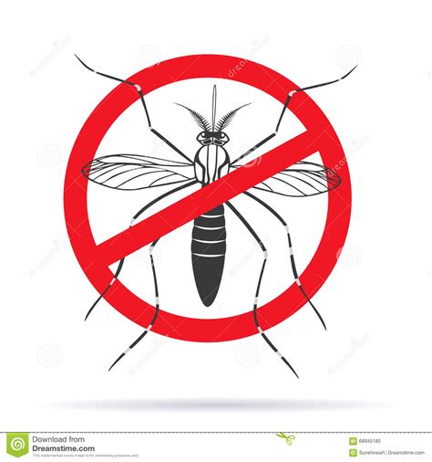 No Mosquito Sign On White Vector Illustration