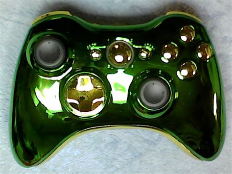 Custom Microsoft Xbox 360 Wireless Controller Shell In Green And Gold