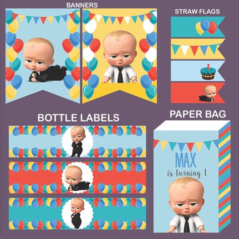 Baby Boss Printable Kit Baby Boss Banner Baby Boss Birthday Etsy