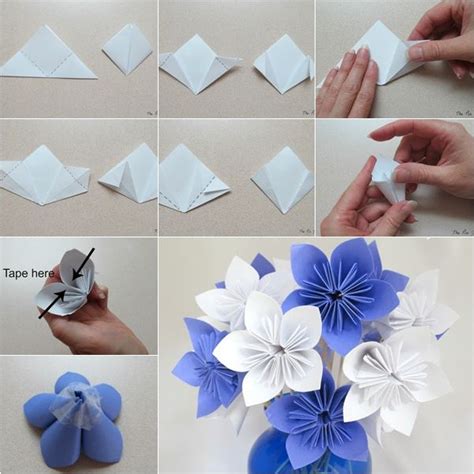 The 3d flowers can be added to shadow boxes, cards, presents, signs, your wall, and to cakes or donuts! DIY Origami Paper Flower Bouquet - DIY Tutorials | Paper ...