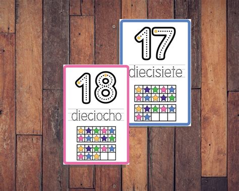 Printable Large Number Flashcards In Spanish 1 20 Imprimibles Etsy