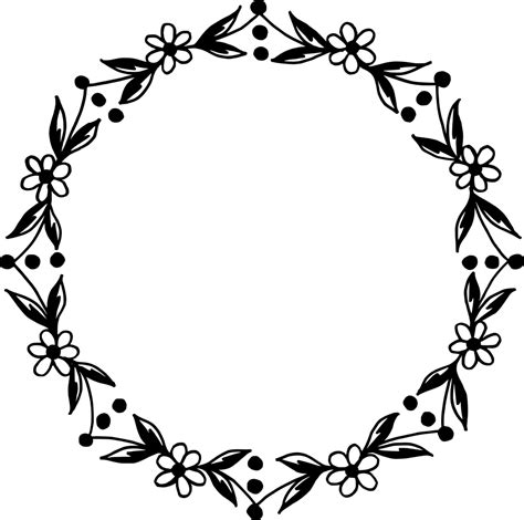 Vector Flower Frame Black And White Free