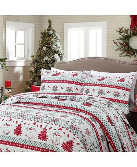 Marcielo 3 Pcs Winter Christmas Quilt Bedspread Set King Macys