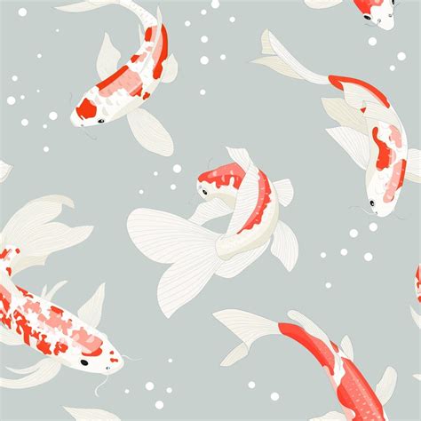 Seamless Downloadable Pattern Koi Fish Art Paper Etsy In 2021