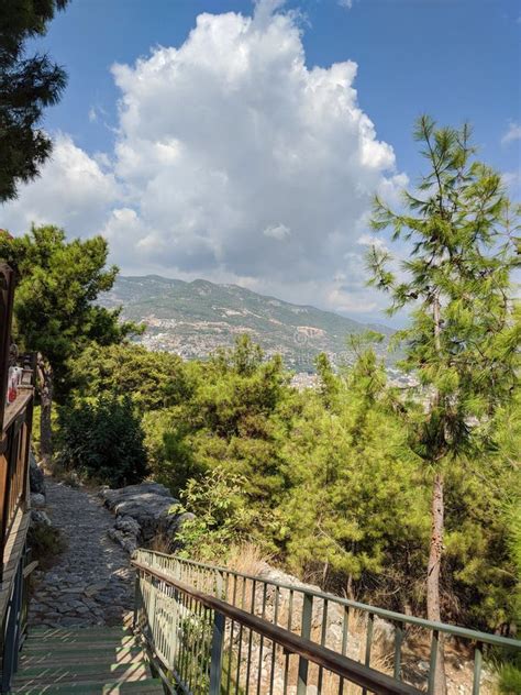 View From Alanya City Turkey Kale Alanya Fortress On The Mountain