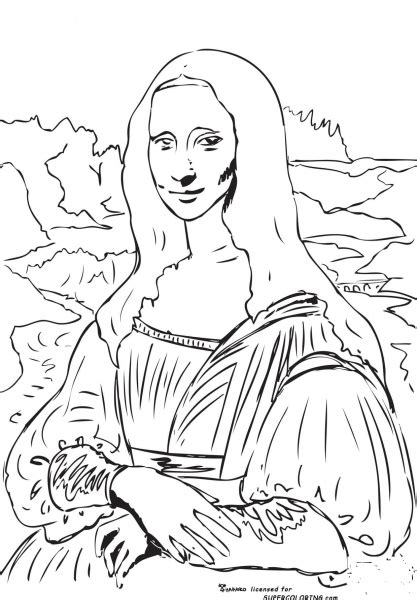 Mona Lisa By Leonardo Da Vince Coloring Page Free Printable Coloring