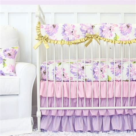 Purple baby bedding set price and reviews. Caden Lane Baby Bedding - Purple Petunia Ruffle Baby ...