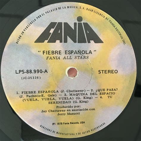 Fania All Stars ‎ Spanish Fever 1978 Vinyl Lp Latin Jazz Funk Soul