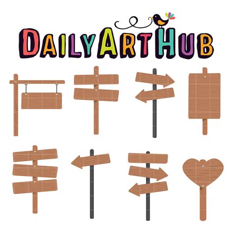 Blank Wood Sign Clip Art Set Daily Art Hub Graphics Alphabets And Svg