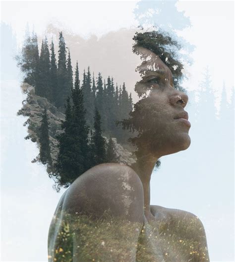 Double Exposure Portrait Of A Woman Combined With Nature Victor