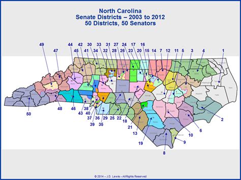 North Carolina State Senate Districts Map 2003 To 2012