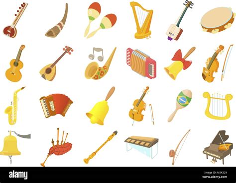 Conjunto De Iconos De Instrumentos Musicales El Estilo De Dibujos