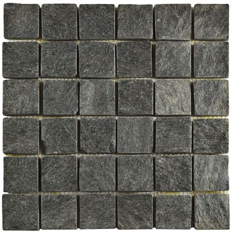Merola Tile Crag Quad Black Quartzite 12 In X 12 In X 13 Mm Natural