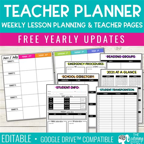 Editable Weekly Lesson Plan Templates Teacher Planner Pages And Forms
