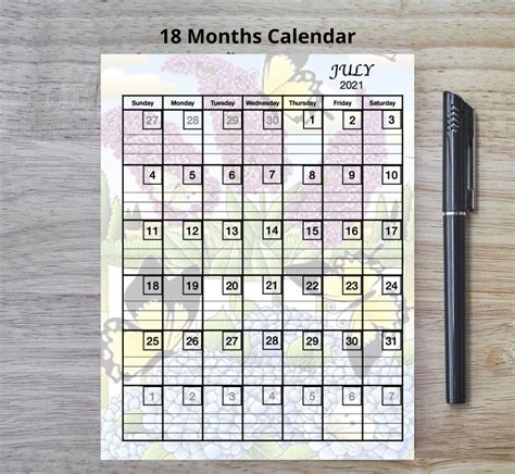Printable Calendar 18 Month Print Calendar Calendar Printables Riset