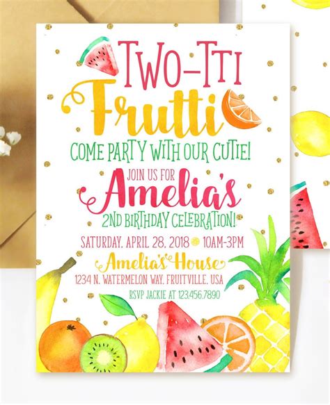 Twotti Frutti Invitation Two Tti Frutti Invitation Tropical Etsy