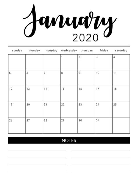 2020 Free Printable Calendars Without Downloading Monthly