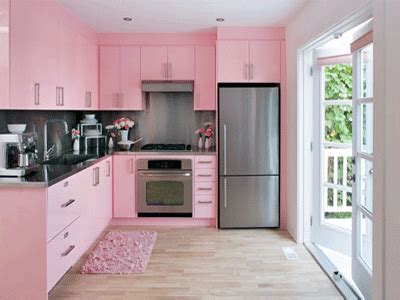 This kitchen from freshmen still looks spacious and full of light because the black was left at the bottom. Pink Kitchen Ideas and Color Schemes