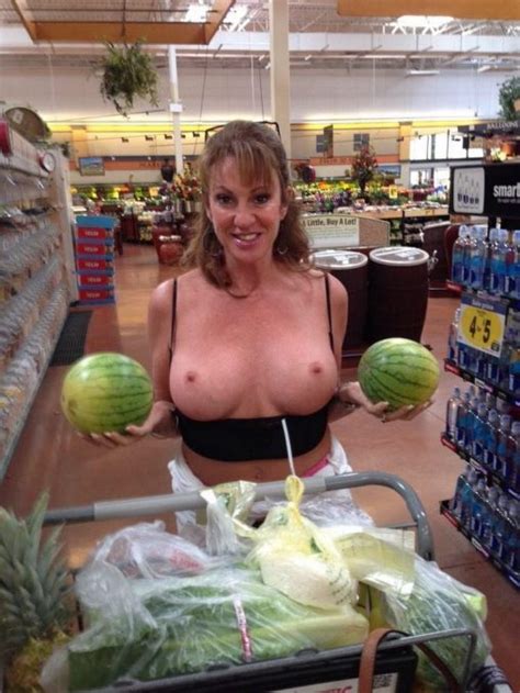 Busty Amateur Topless In Supermarket Choose Your Melons Wisely Wife