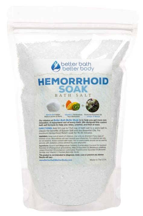 Hemorrhoid Soak Bath Salt 2 Pounds Pure Epsom Salt With Juniper And
