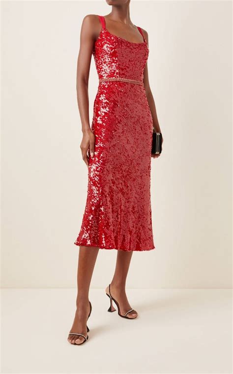 Markarian Exclusive Sequined Red Midi Dress We Select Dresses