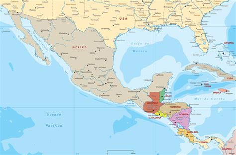 Un Mapa Politico De La Amercia Central Mapa Vector Plano Simulado En Images