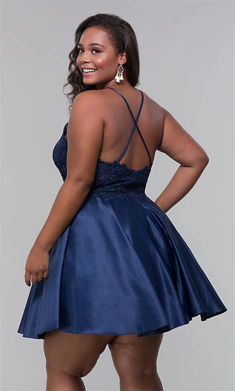 Plus Size Short Homecoming Dress With Lace Accents In 2022 Plus Size