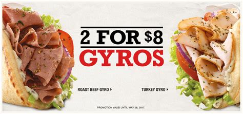 Arbys Canada Promotions Get 2 Gyros Roast Beef Gyro Turkey Gyro