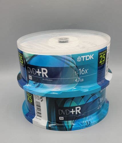 Tdk Dvdr Recordable 25 Pack 16x 47 Gb Go Spindle New Unopened
