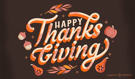 Happy Thanksgiving Lettering Design Vector Download