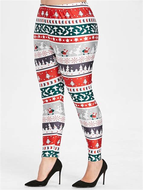 Christmas Polka Dot Santa Claus Plus Size Leggings Plus Size Leggings