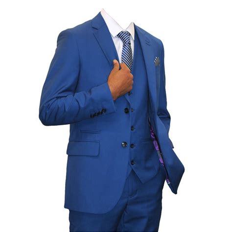 New Custom Made Two Button Slim Fit Cobalt Blue Groom Tuxedos Side Slit