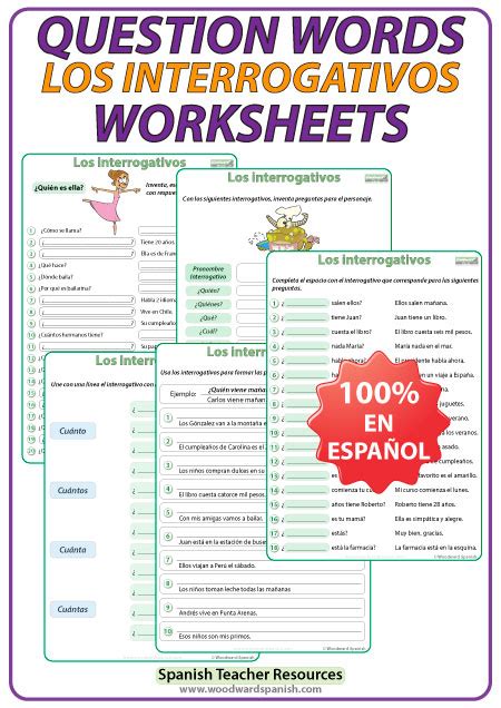 Spanish Question Words Worksheets Woodward Spanish