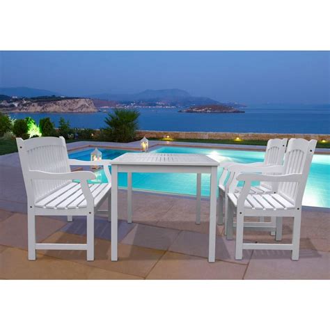 Vifah Bradley Acacia White 4 Piece Patio Dining Set With 32 In W Table