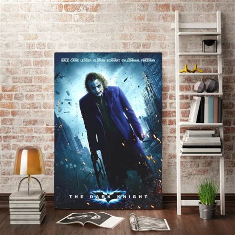 Dark Knight Heath Ledger Batman Movie Joker Poster Canvas Print Art