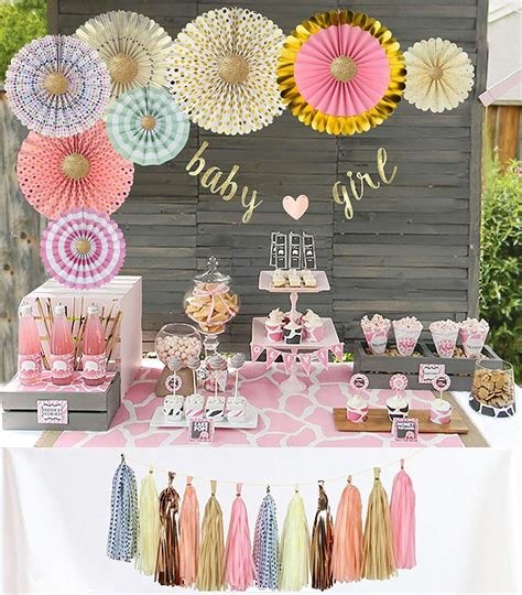 Your can go wild with all the pink baby shower decoration accessories they have for pink theme baby shower! Baby Shower Decorations for Girl - Pink and Gold Baby ...