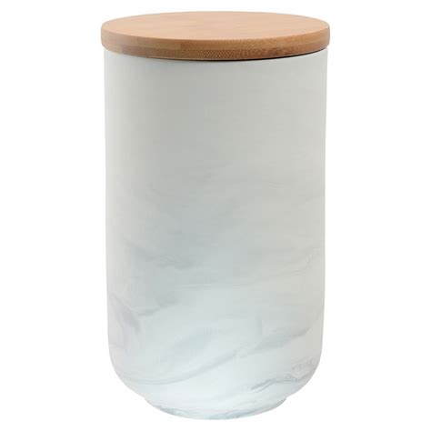 Olsen Marble Canister With Bamboo Lid White Large Bamboo