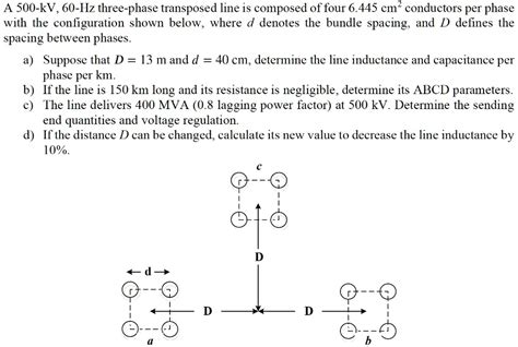 Solved A 500 Kv 60 Hz Three Phase Transposed Line Is Composed Of Four