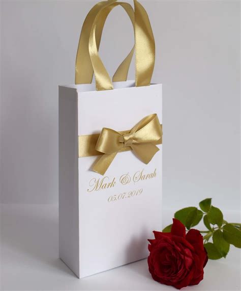 Personalised White Gift Bag With Ribbon Paper Kraft Bags Etsy