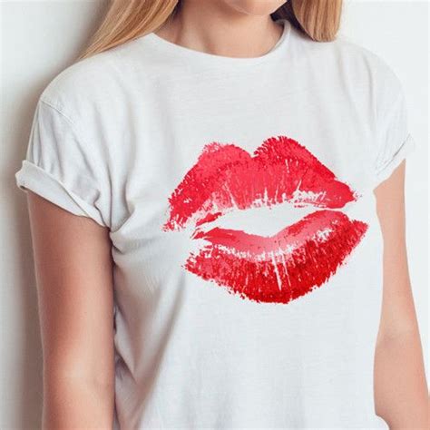 Red Lipstick Kiss Print Womens Tee Lesbian T Shirt By Egoteest